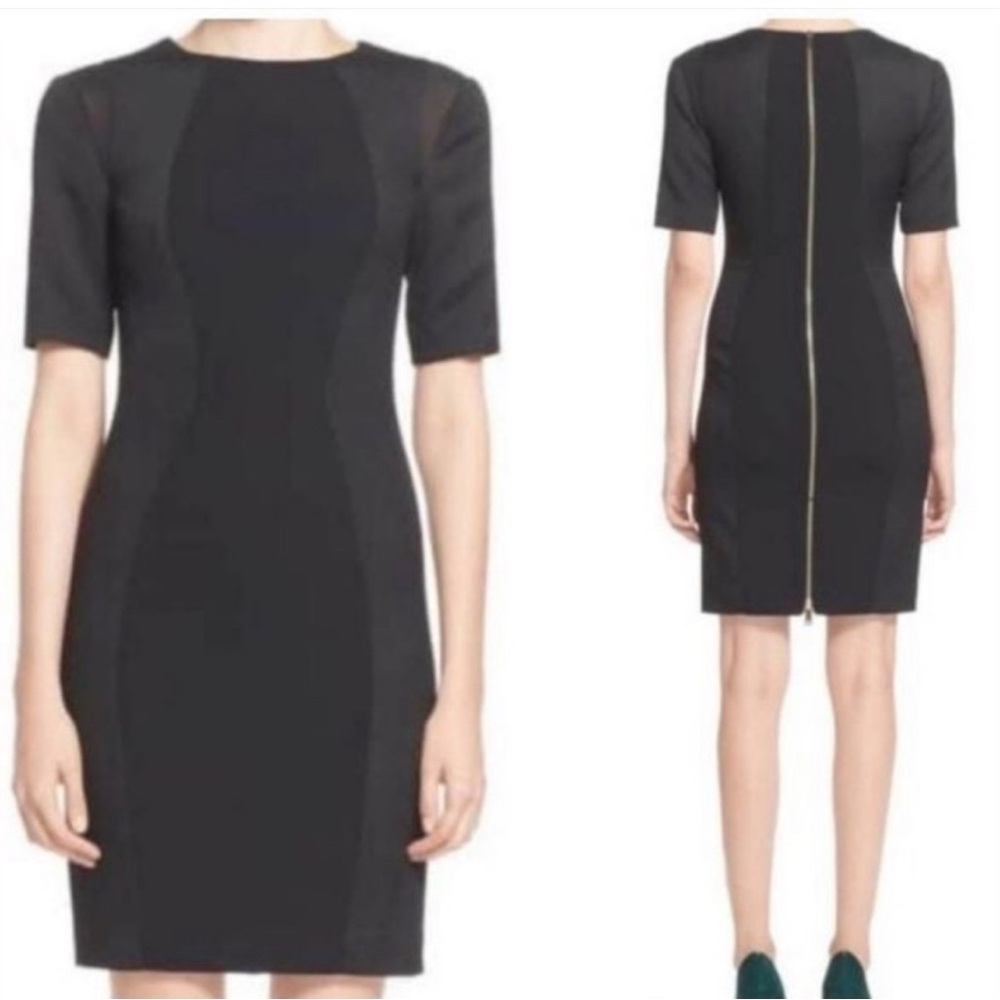 Ted Baker London Black Abrial Mesh-Panel Sheath Dress Size 1 US 4